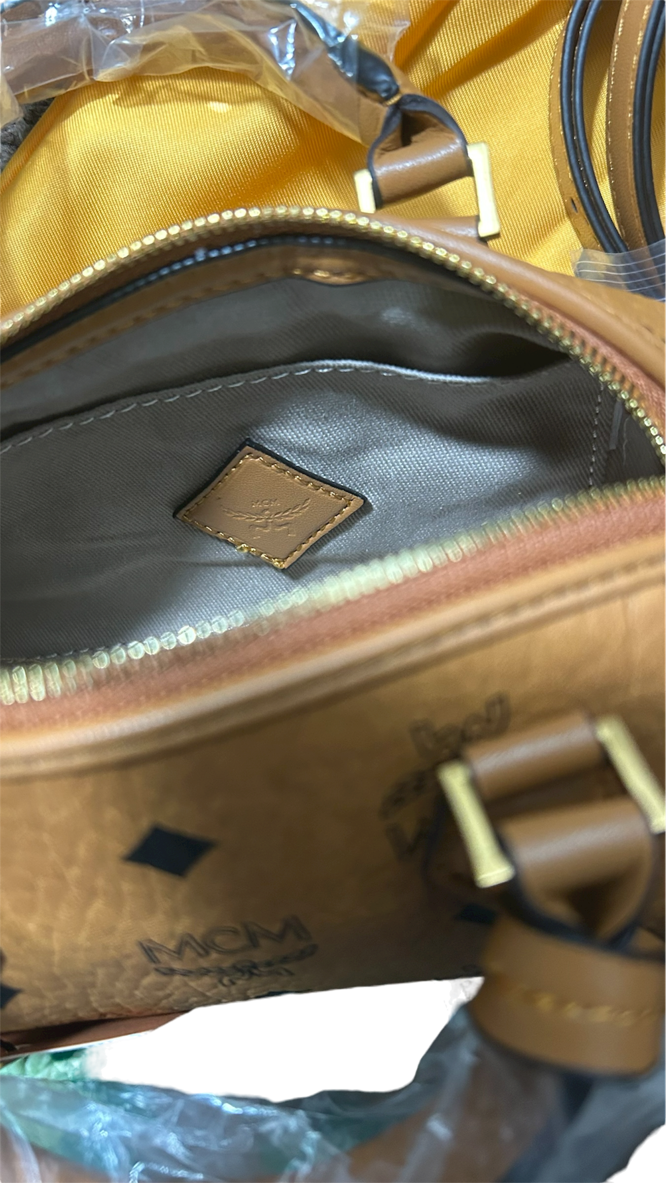 MCM Mini Ella Boaton Bag In Visetos Cognac