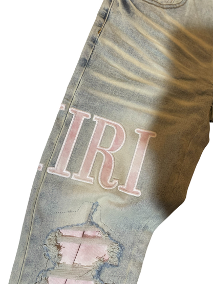 Amiri Cotton Pink Marble Logo Denim
Jeans