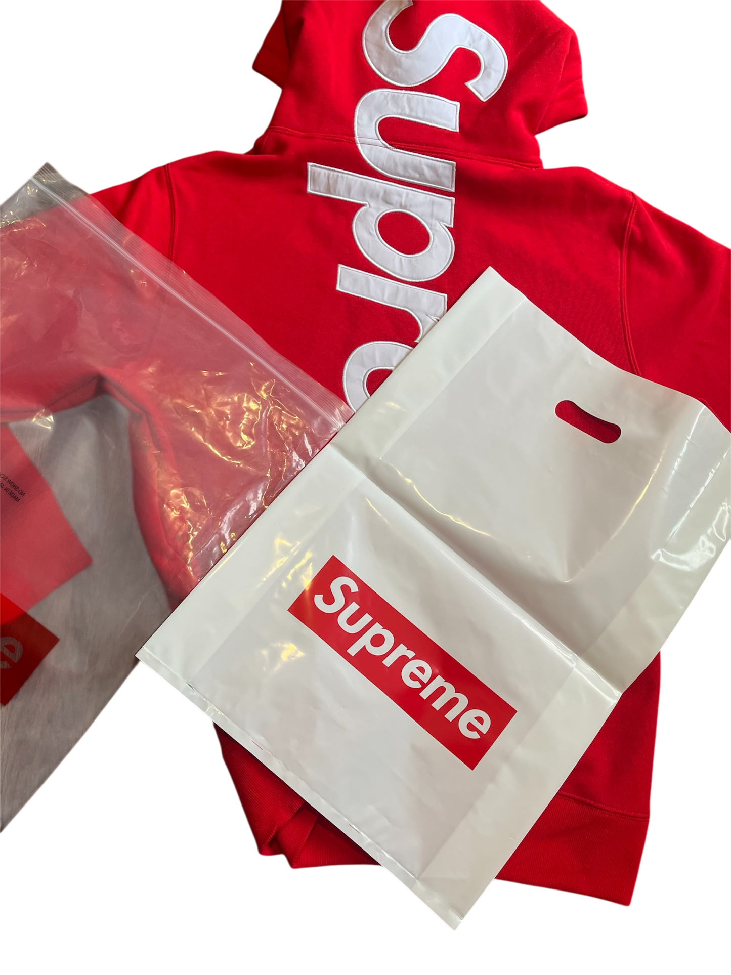 Supreme Satin Applique Hoodie Red