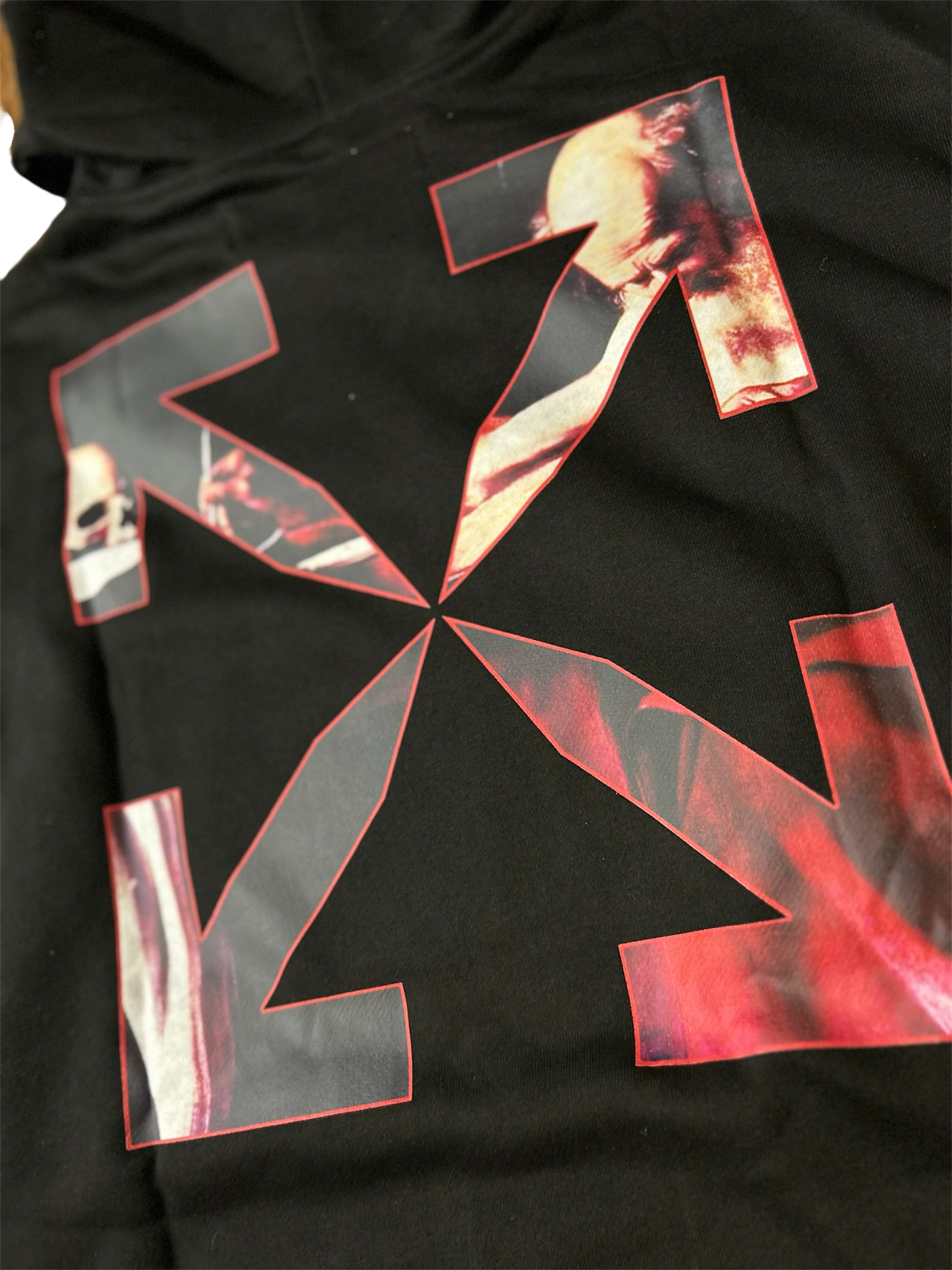 OFF-WHITE Caravaggio Diag Sleeve Hoodie Black/ Red