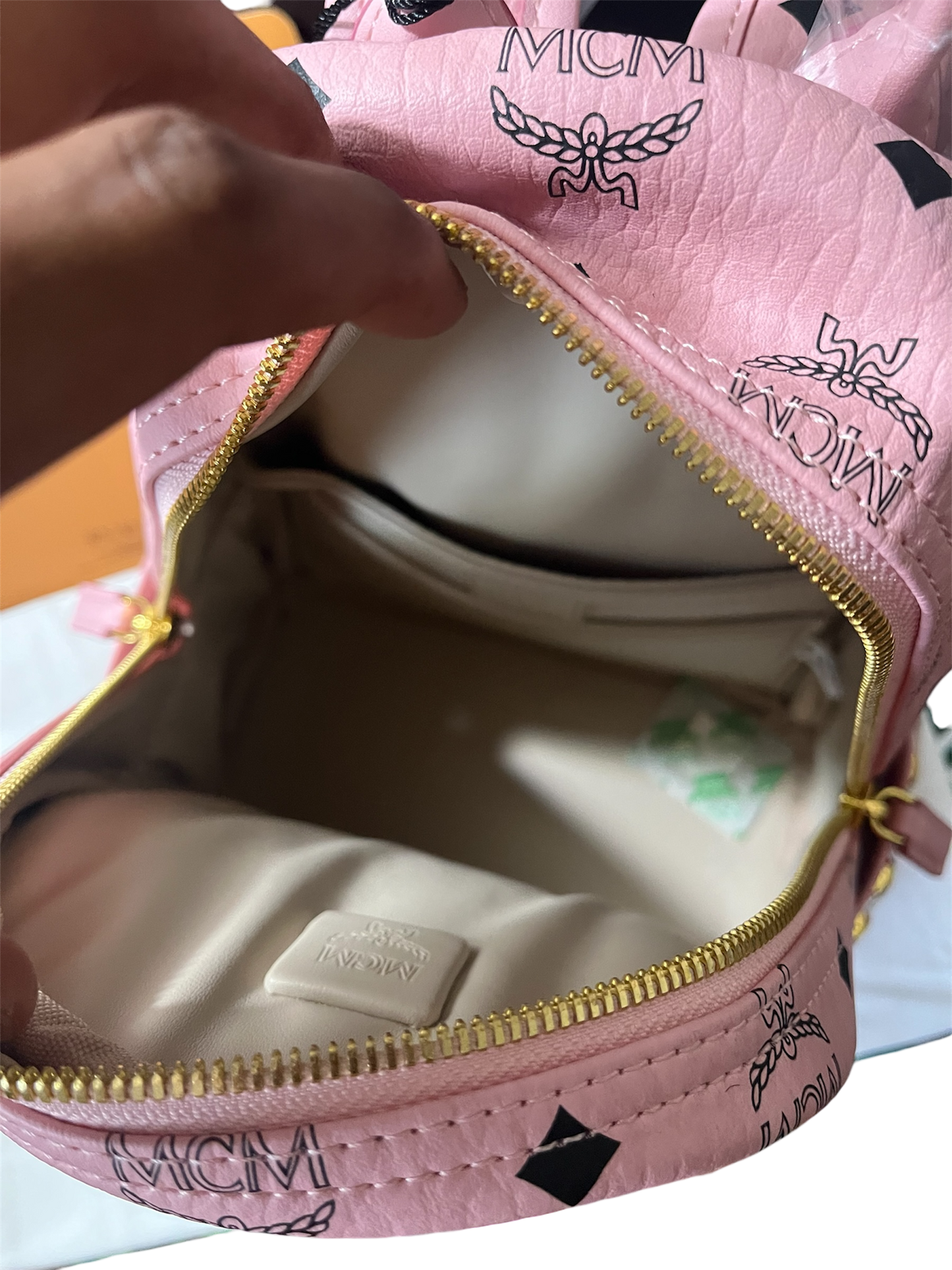 MCM Stark Side Studs Backpack In Visetos Pink