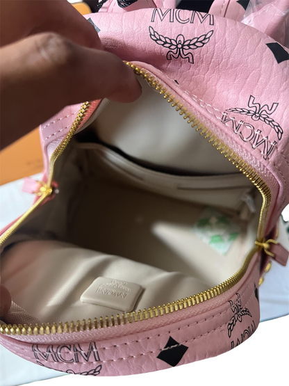 MCM Stark Side Studs Backpack In Visetos Pink