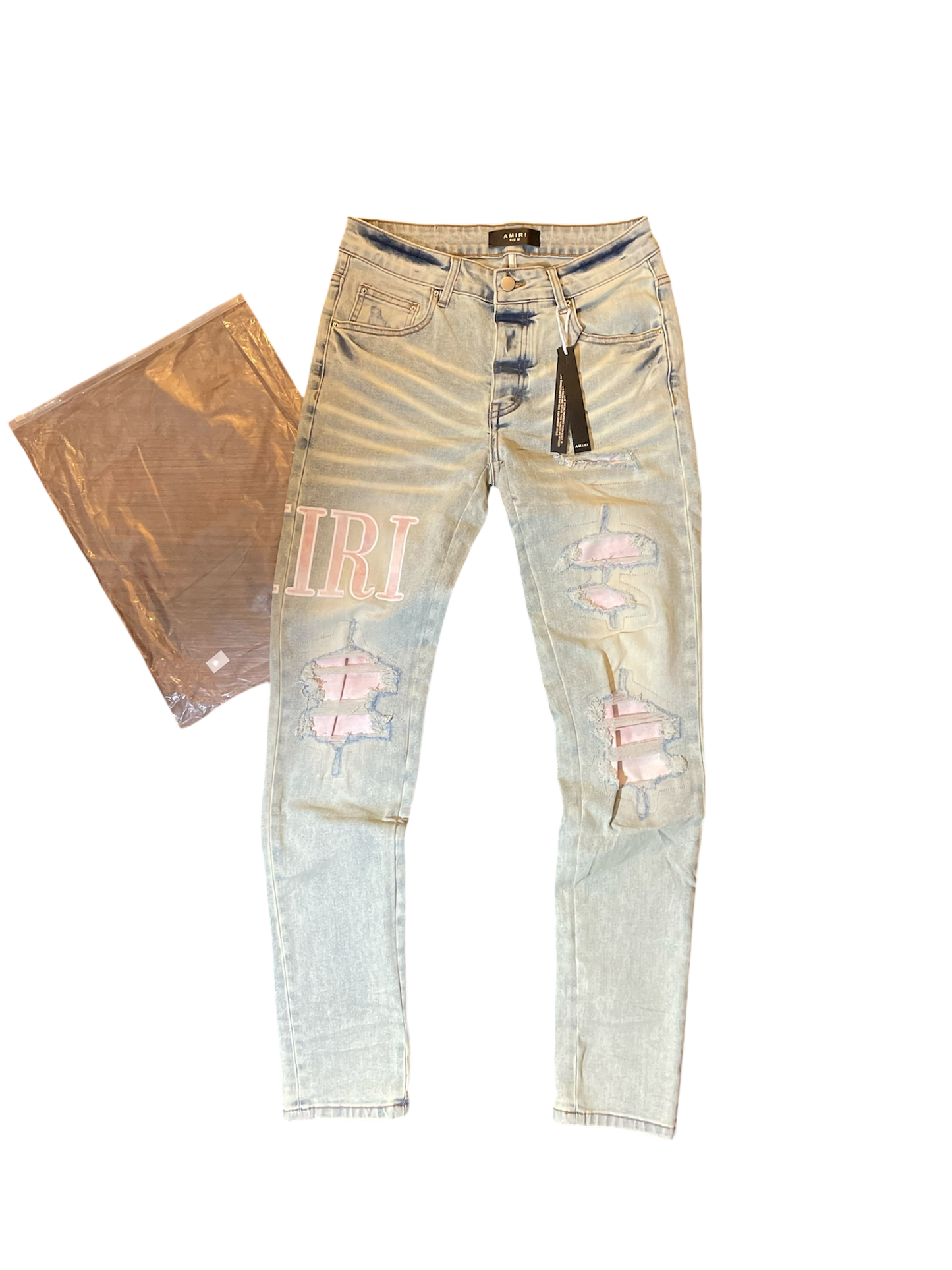Amiri Cotton Pink Marble Logo Denim
Jeans