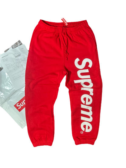Supreme Satin Appliqué Sweatpants Red
