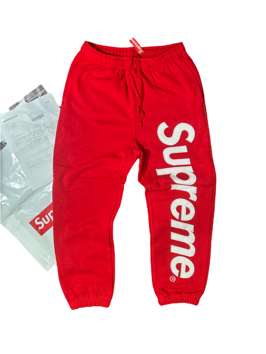 Supreme Satin Appliqué Sweatpants Red
