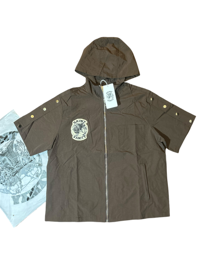 Saint Vanity Hooded Nylon Top Brown