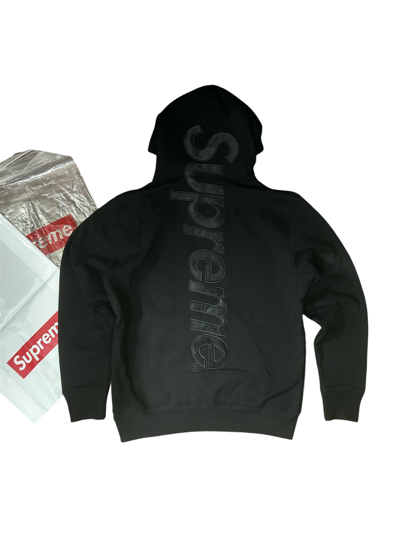 Supreme Satin Appliqué Hoodie Black