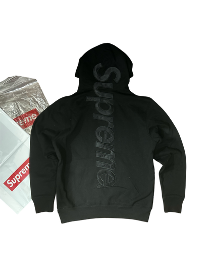 Supreme Satin Appliqué Hoodie Black