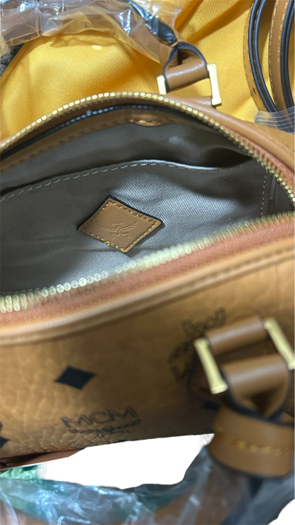 MCM Mini Ella Boaton Bag In Visetos Cognac
