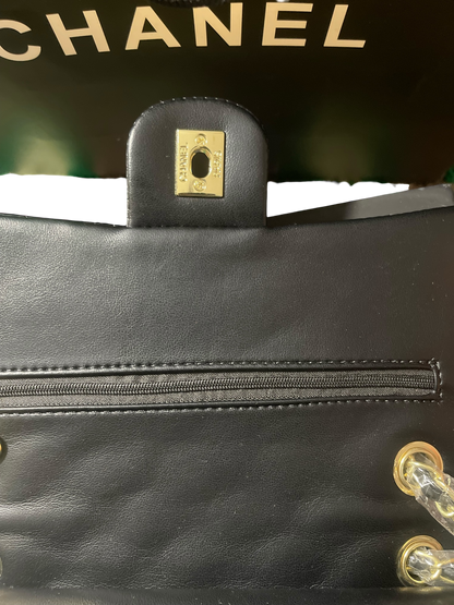 Chanel Black Lambskin Quilted Double Flap Bag