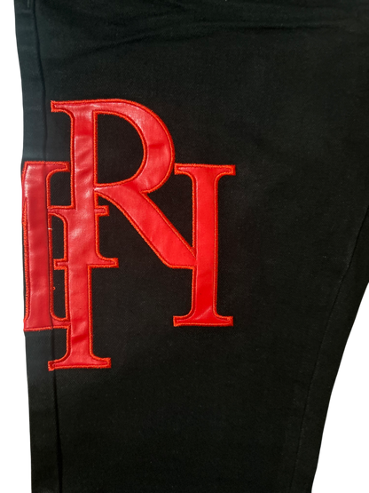 Amiri Red Staggered Logo Jeans