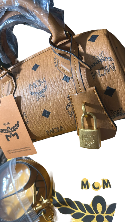 MCM Mini Ella Boaton Bag In Visetos Cognac