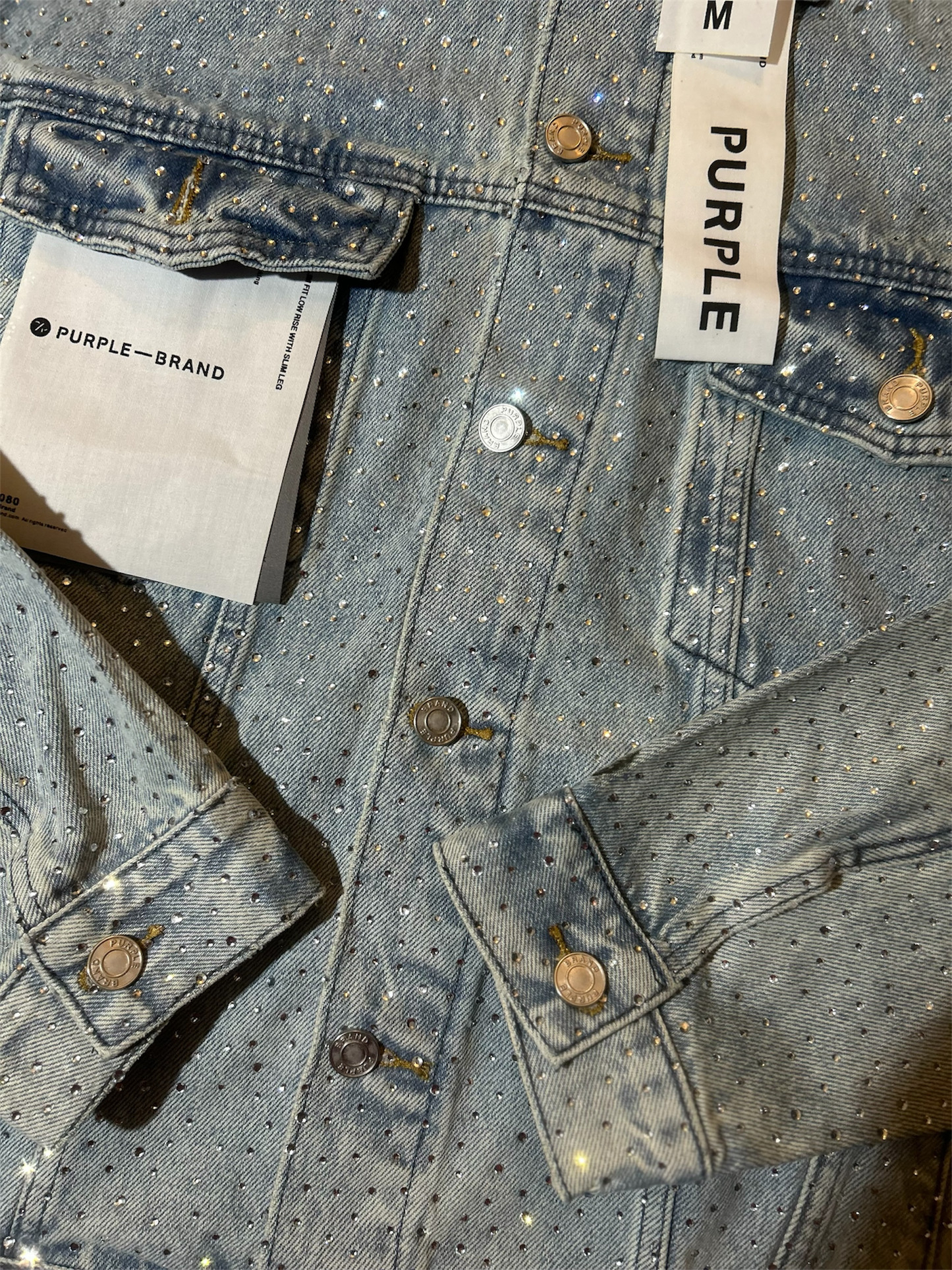 Purple Brand Rhinestone Embellished Denim Jacket