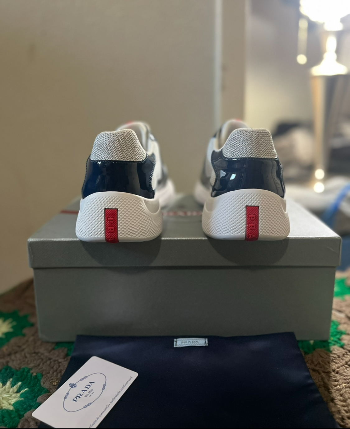 Prada Black Men's America's Cup Patent Leather Patchwork Sneakers