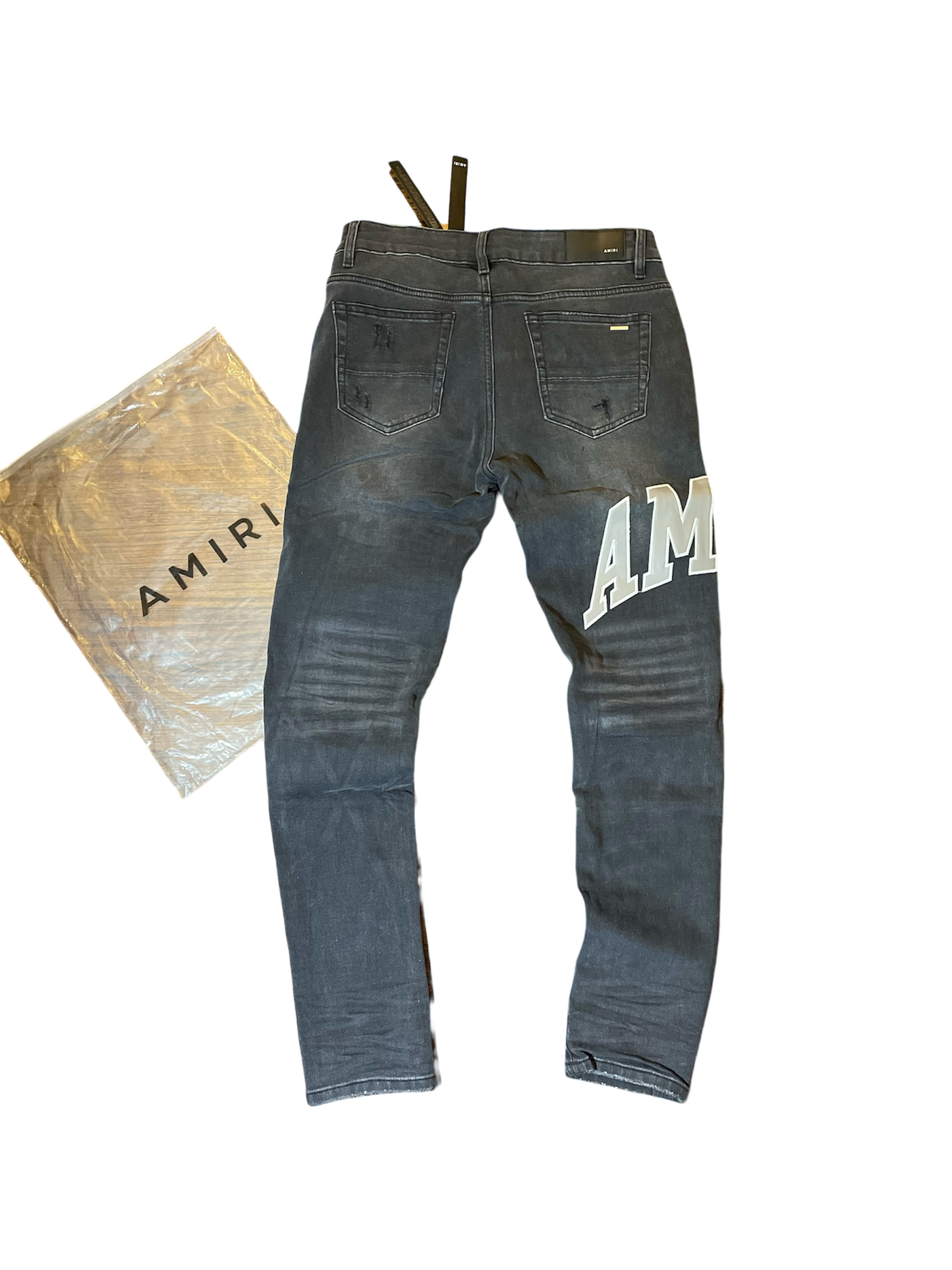 Amiri Dark Grey & Grey Varsity Logo Denim Jeans