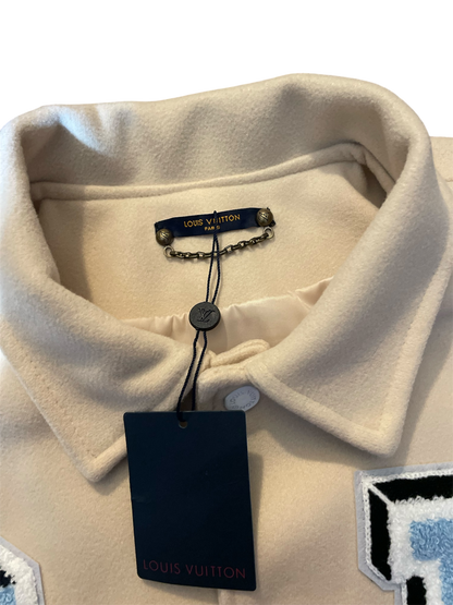 Louis Vuitton FW22 Cream Patched Bunny Varsity Jacket