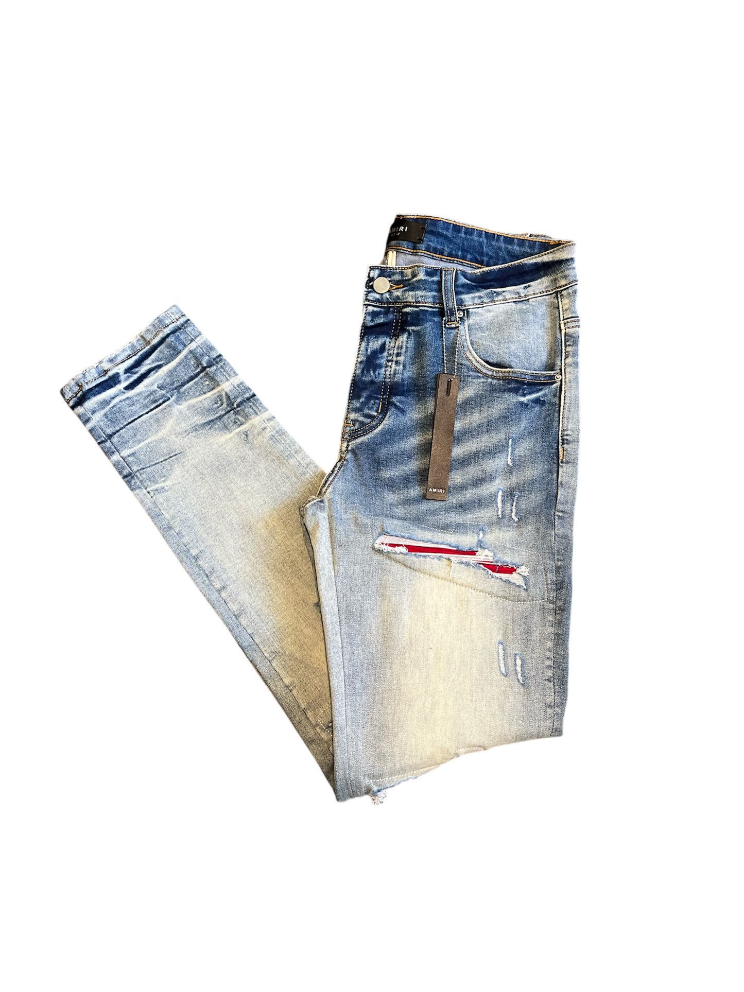 Amiri Red Logo Denim Jeans