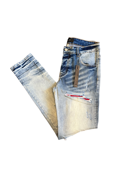 Amiri Red Logo Denim Jeans