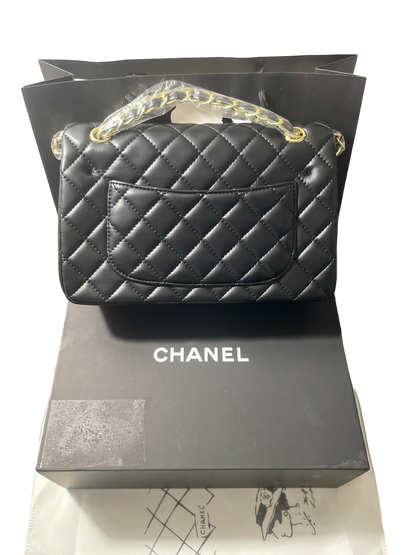 Chanel Black Lambskin Quilted Double Flap Bag