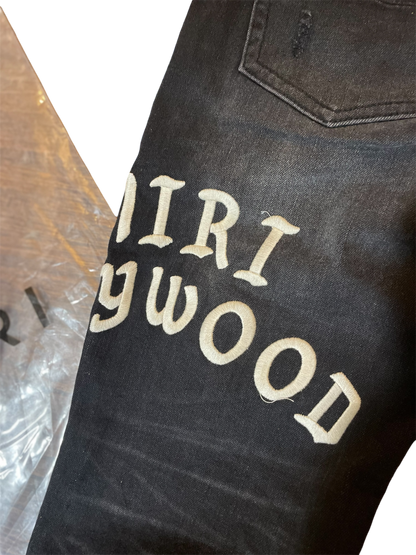Amiri Hollywood Logo Black Denim Jeans
