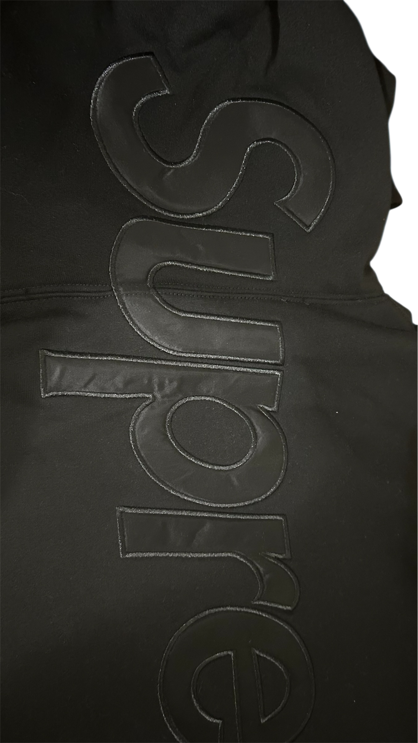 Supreme Satin Appliqué Hoodie Black