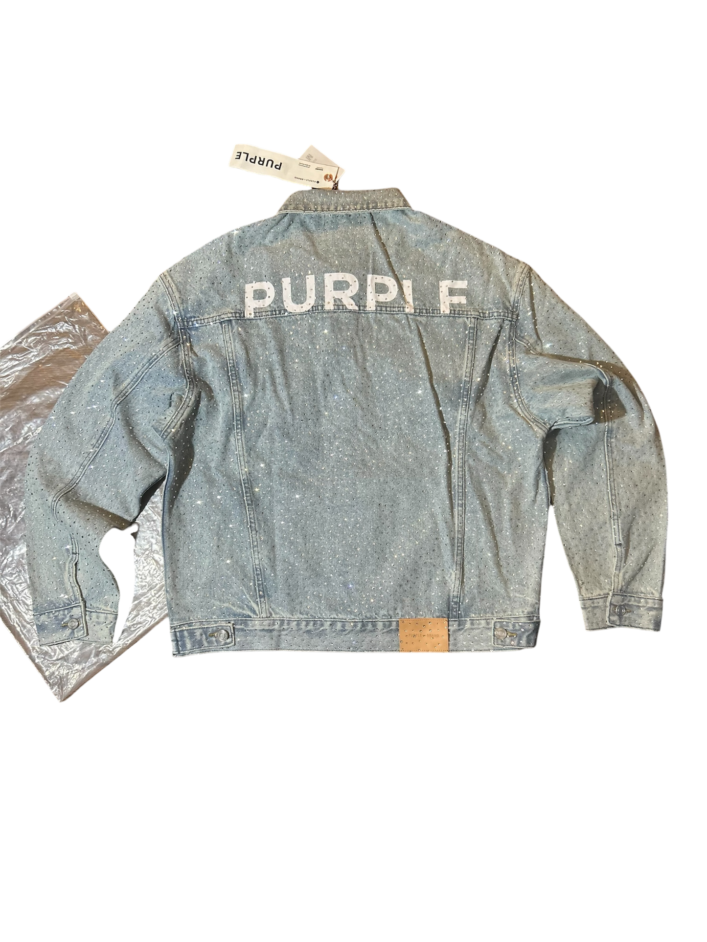 Purple Brand Rhinestone Embellished Denim Jacket