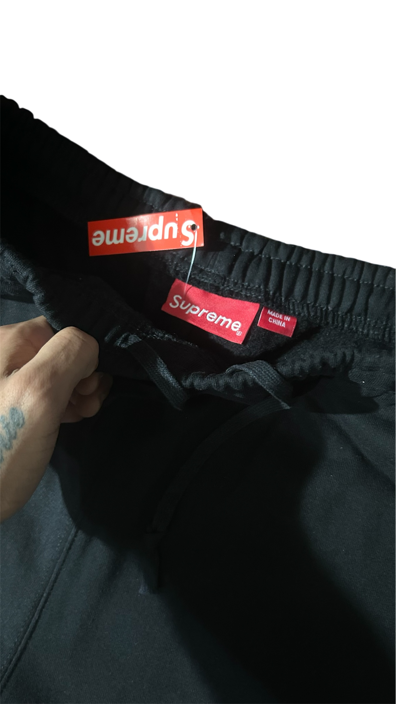 Supreme Satin Appliqué Sweatpants Black