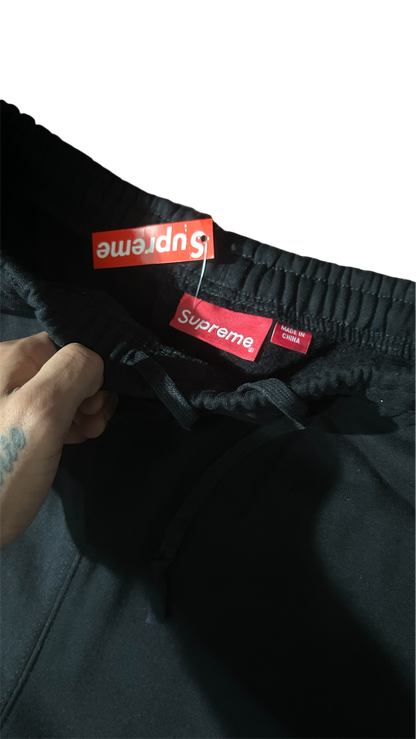 Supreme Satin Appliqué Sweatpants Black