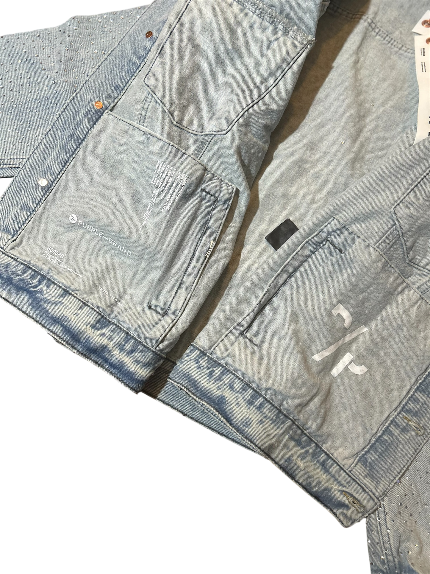 Purple Brand Rhinestone Embellished Denim Jacket