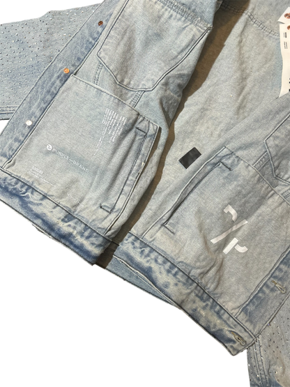Purple Brand Rhinestone Embellished Denim Jacket