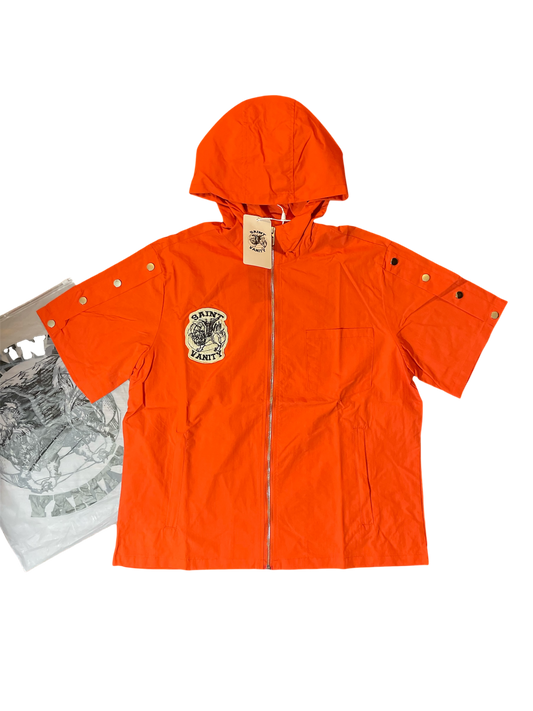 Saint Vanity Hooded Nylon Top Orange