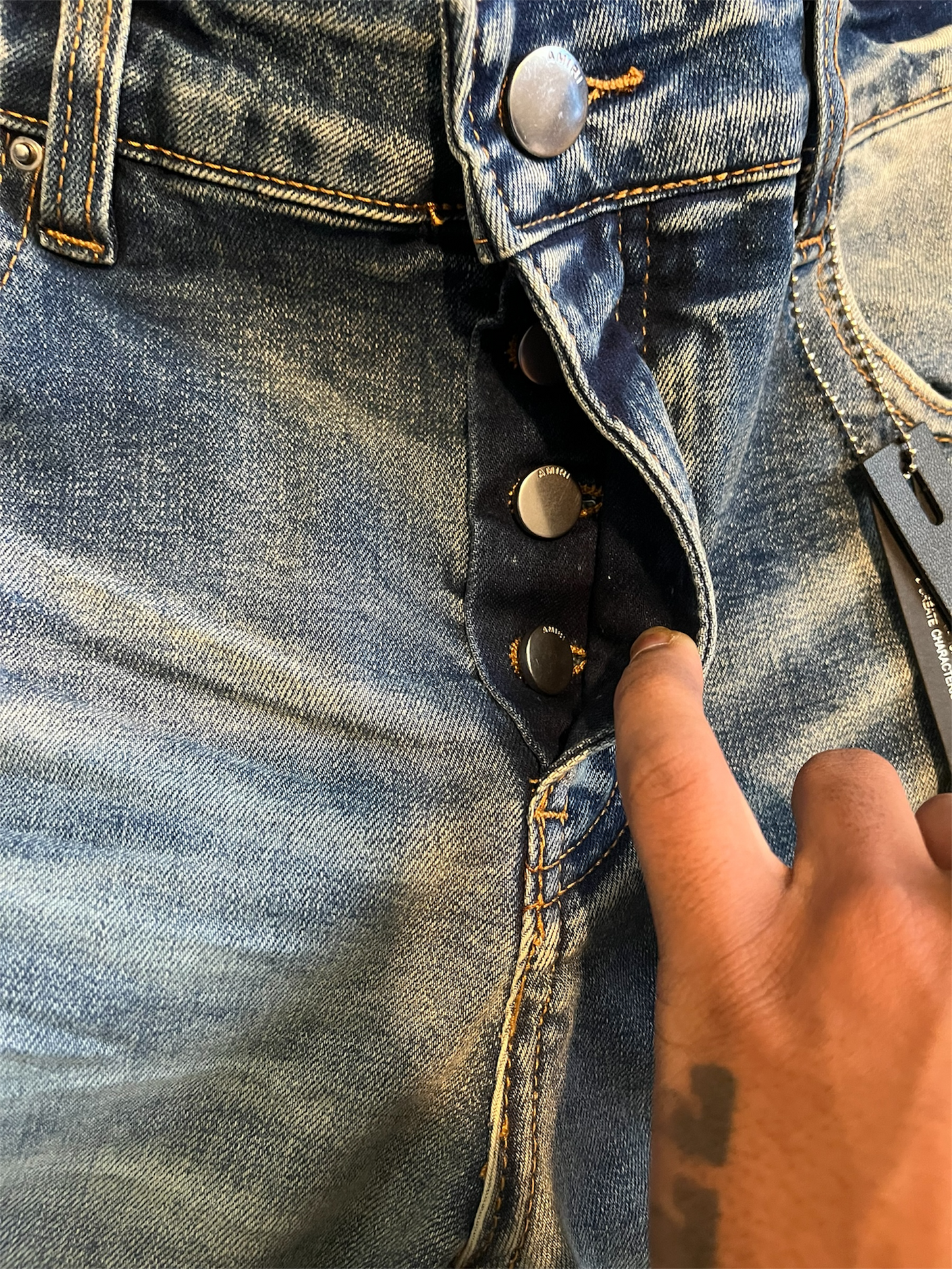 Amiri Red Logo Denim Jeans