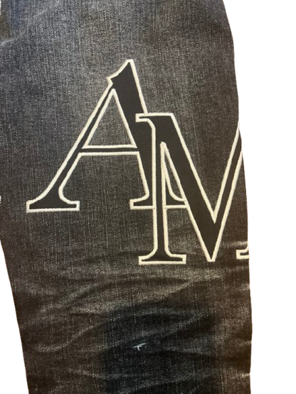 Amiri Black Staggered Logo Jeans