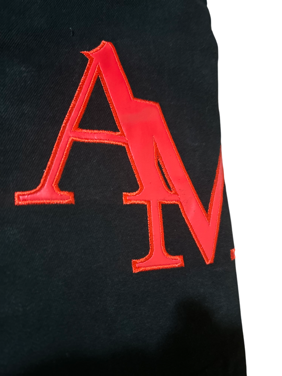 Amiri Red Staggered Logo Jeans