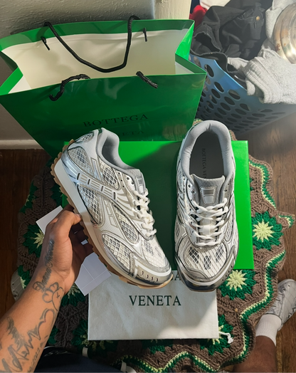 Bottega Veneta Orbit Sneakers Silver/ Optic White Rubber