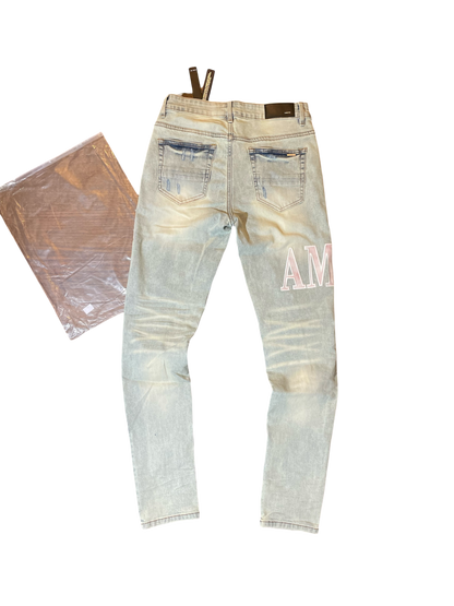 Amiri Cotton Pink Marble Logo Denim
Jeans