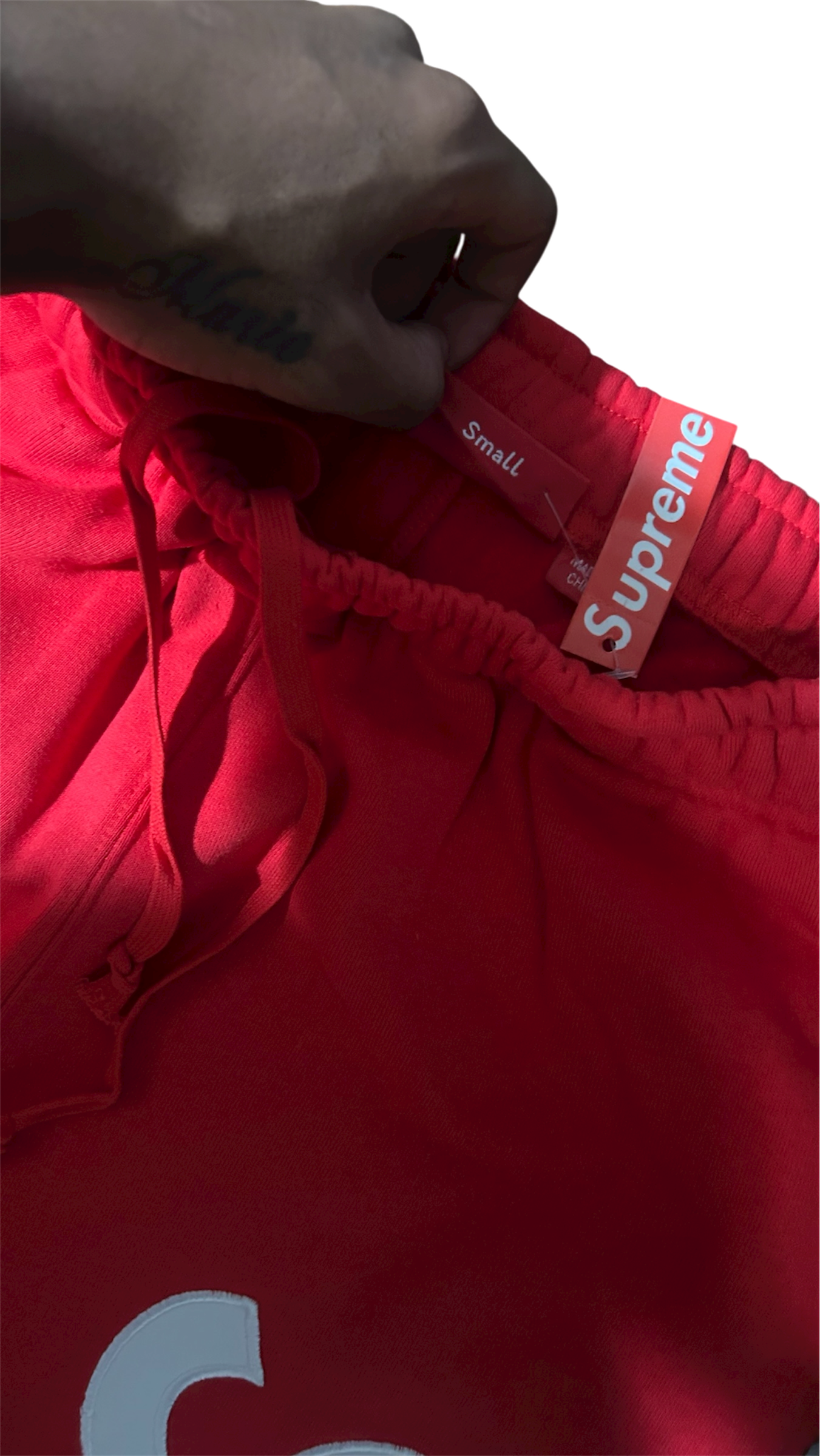 Supreme Satin Appliqué Sweatpants Red