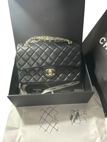 Chanel Black Lambskin Quilted Double Flap Bag