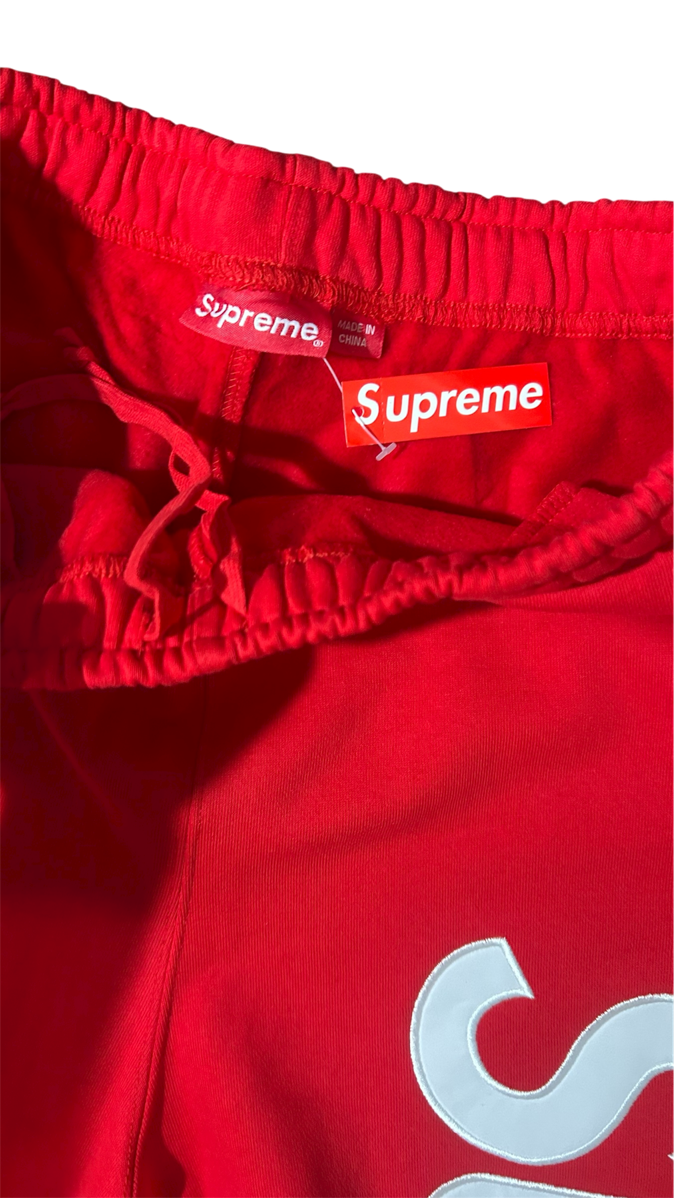 Supreme Satin Appliqué Sweatpants Red