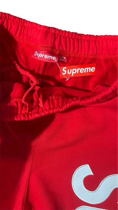 Supreme Satin Appliqué Sweatpants Red