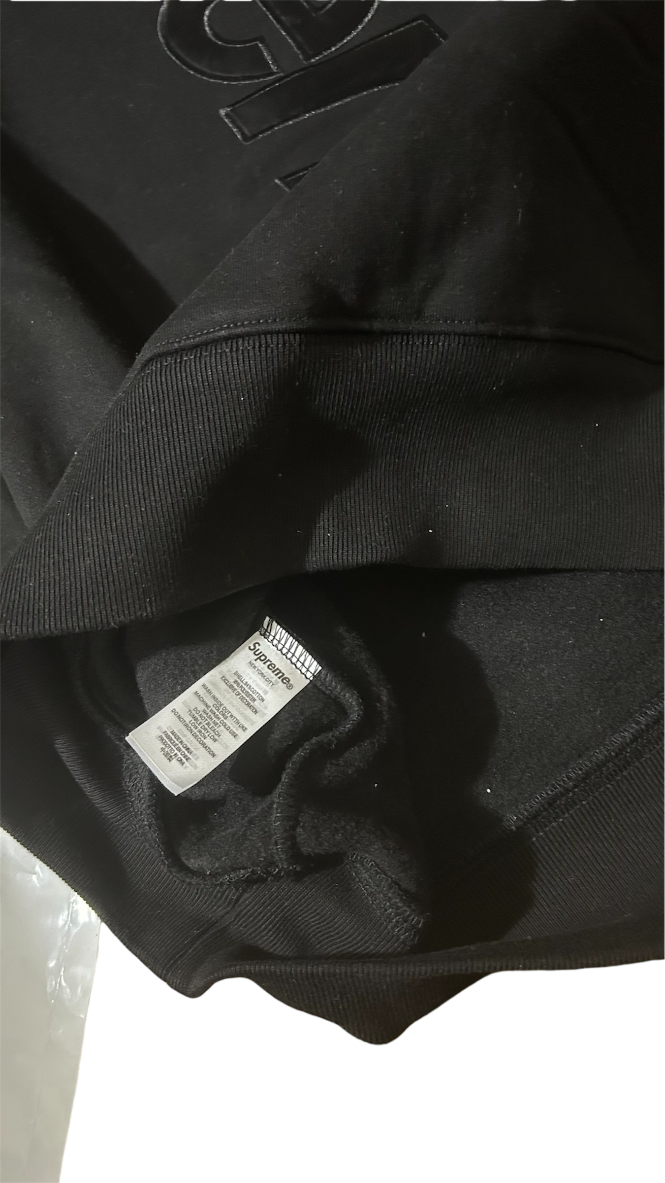 Supreme Satin Appliqué Hoodie Black