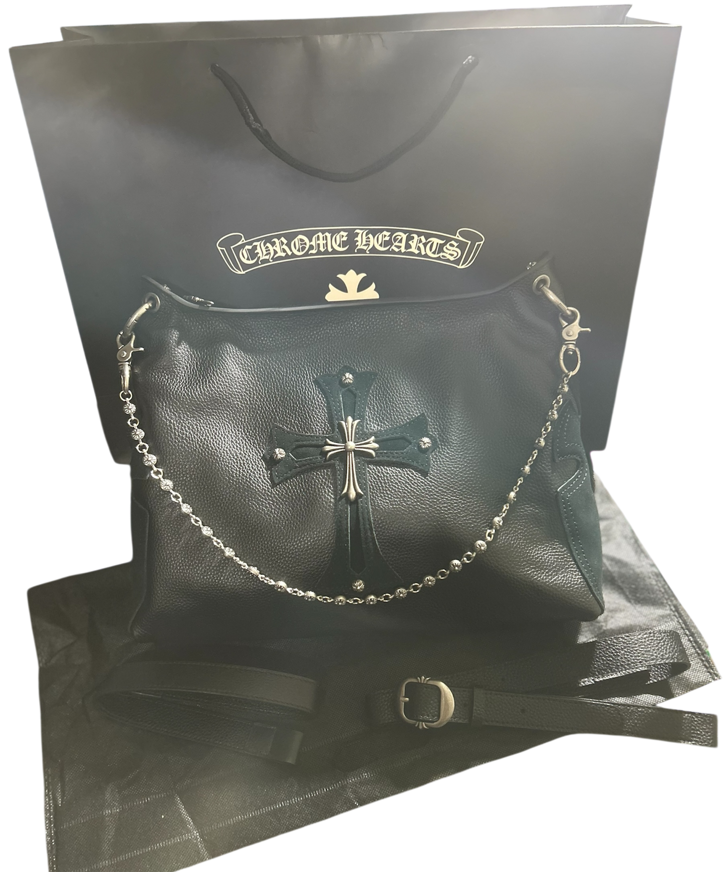 Chrome Hearts Black Cross Shoulder Tote Bag