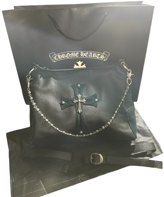 Chrome Hearts Black Cross Shoulder Tote Bag