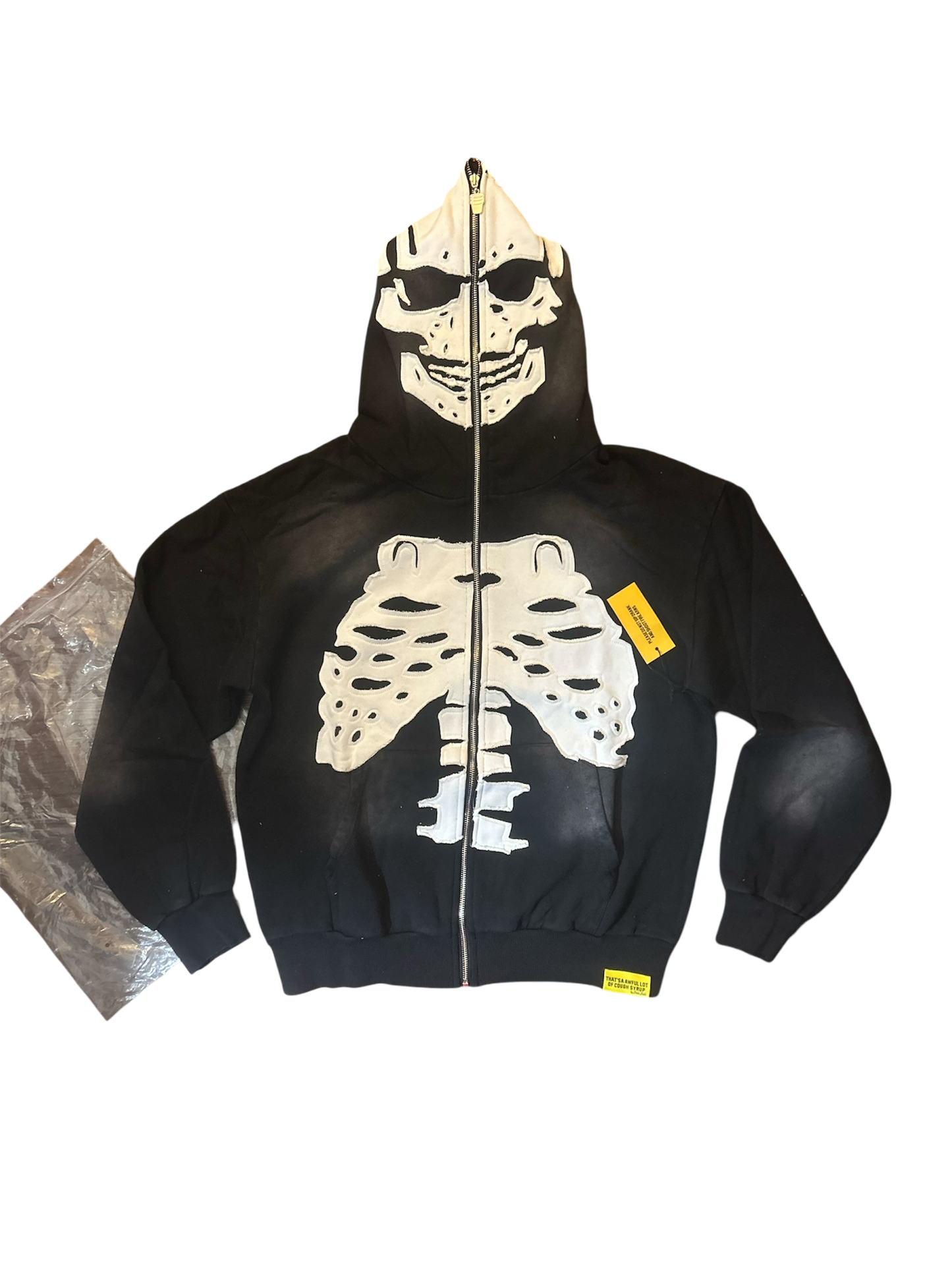 Awful Lot Of Cough Syrup Reaper Full Zip Up Hoodie Black