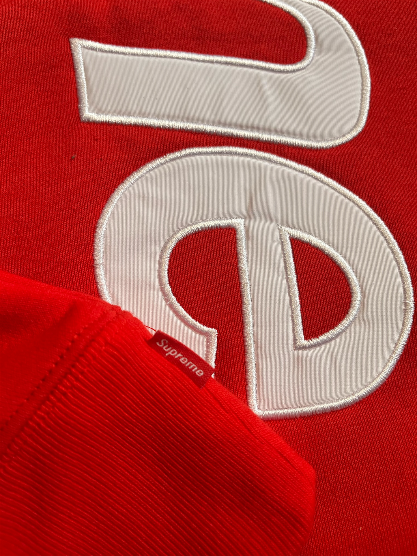 Supreme Satin Applique Hoodie Red
