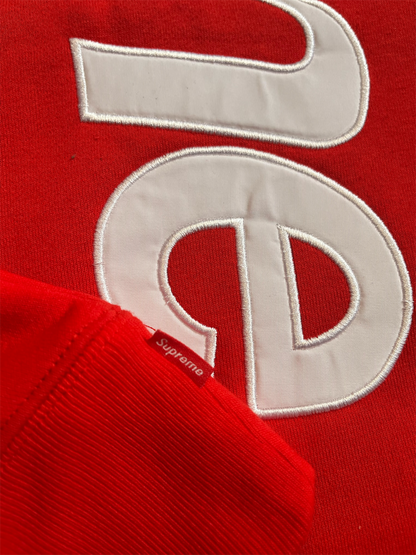 Supreme Satin Applique Hoodie Red