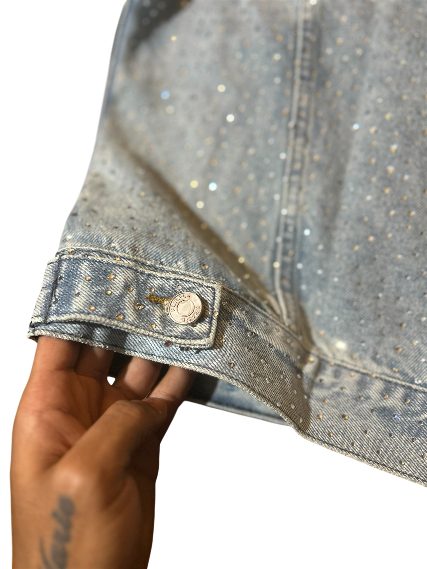 Purple Brand Rhinestone Embellished Denim Jacket