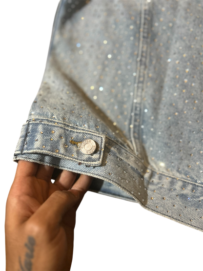 Purple Brand Rhinestone Embellished Denim Jacket