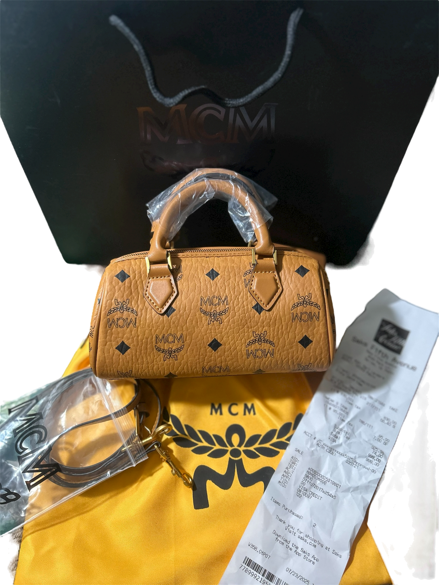MCM Mini Ella Boaton Bag In Visetos Cognac