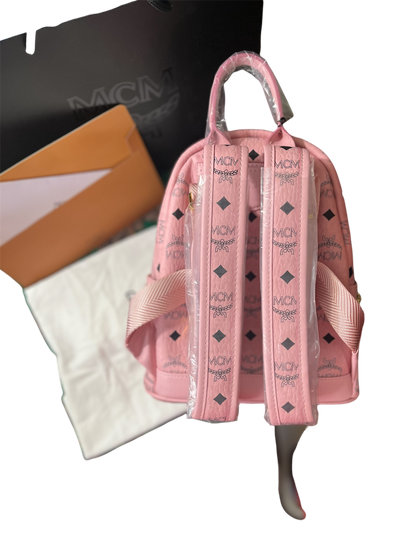 MCM Stark Side Studs Backpack In Visetos Pink